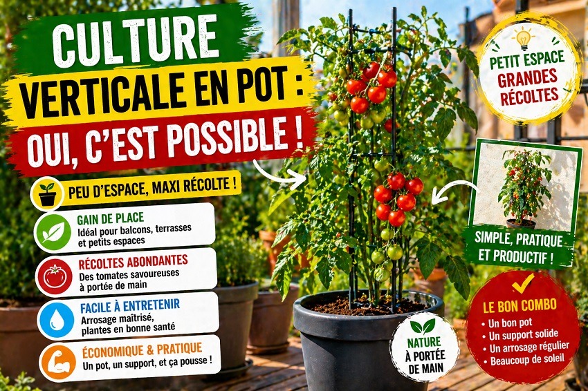 Tomates en culture verticale