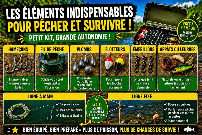 Kit de pêche de survie