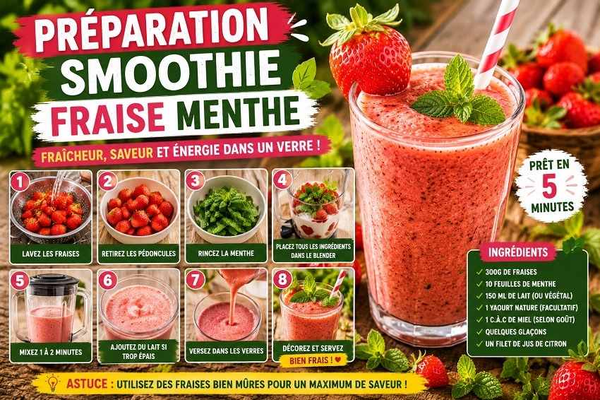 Smoothie fraise menthe