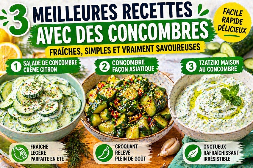 3 recettes avec des concombres