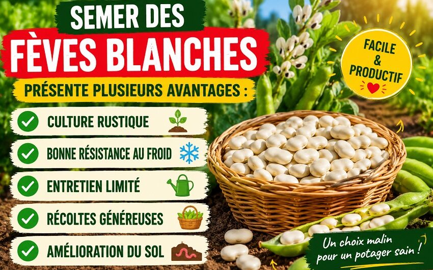 Semer des fèves blanches