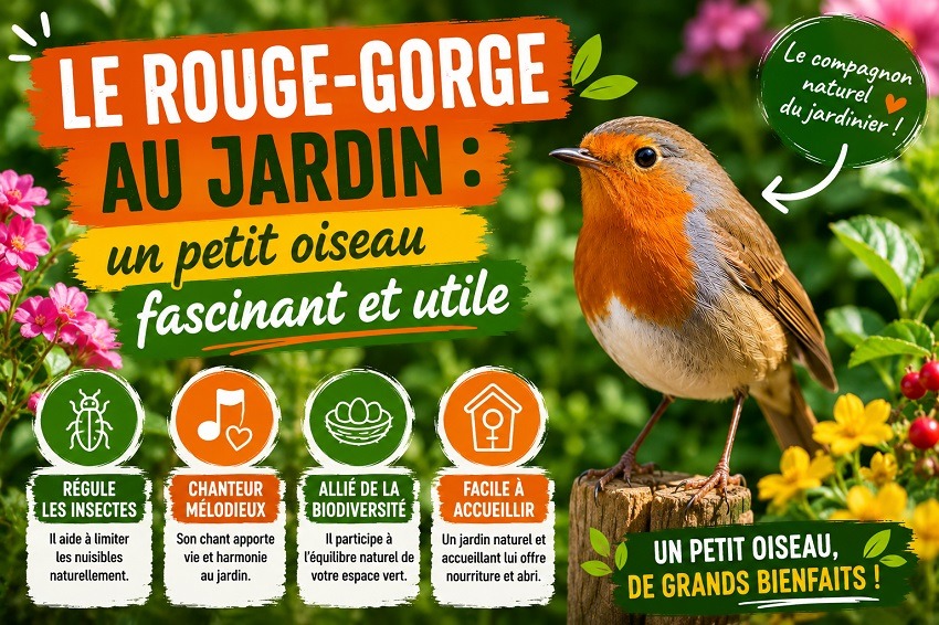 Le rouge-gorge au jardin