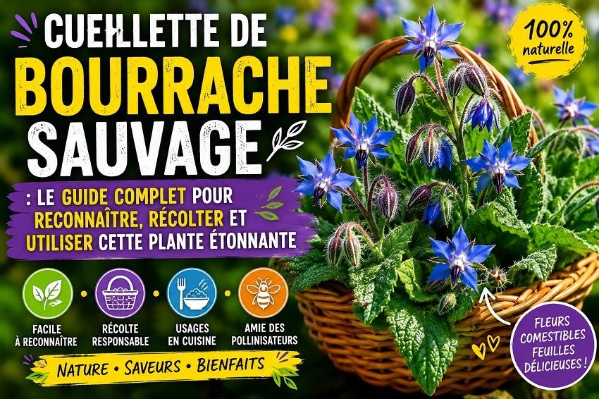 Cueillette de bourrache sauvage