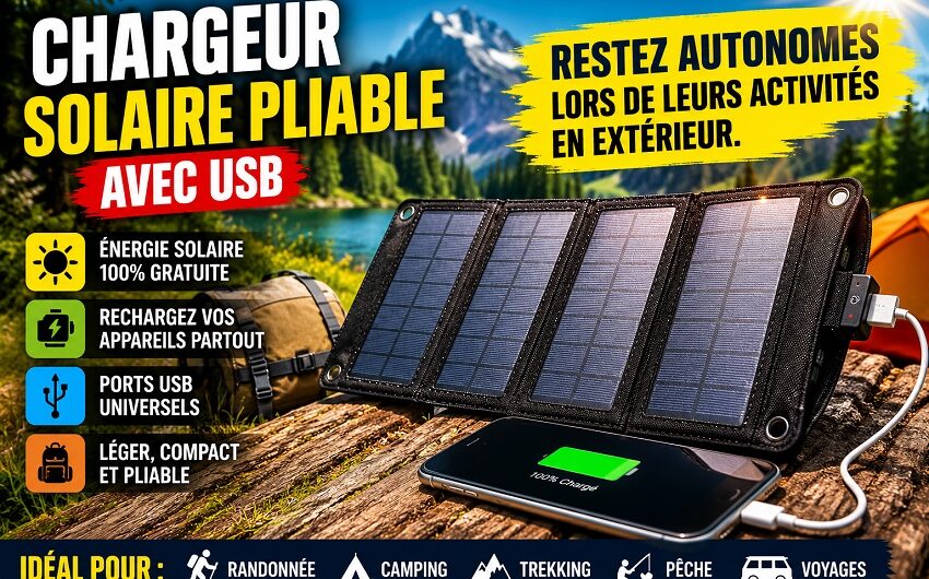 Chargeur solaire pliable avec USB