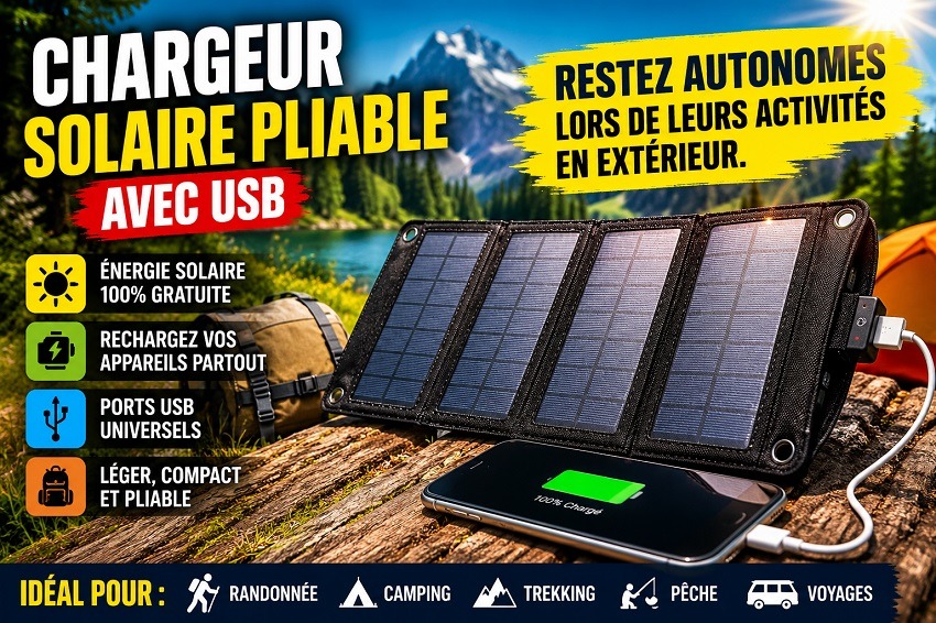 Le chargeur solaire pliable