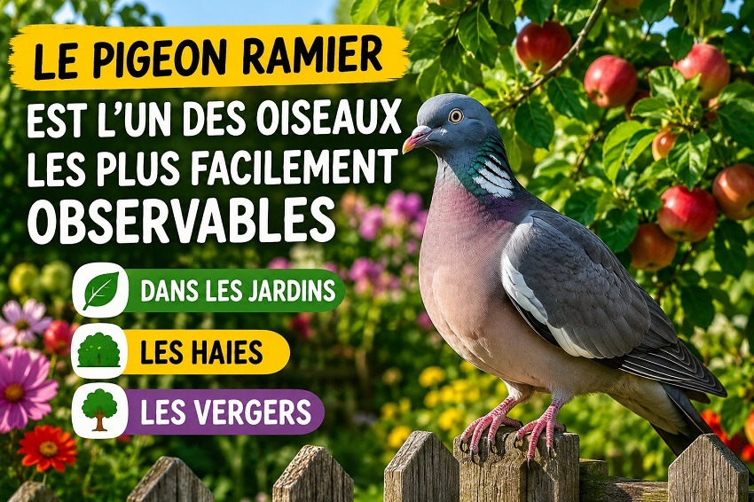 Le pigeon ramier au jardin