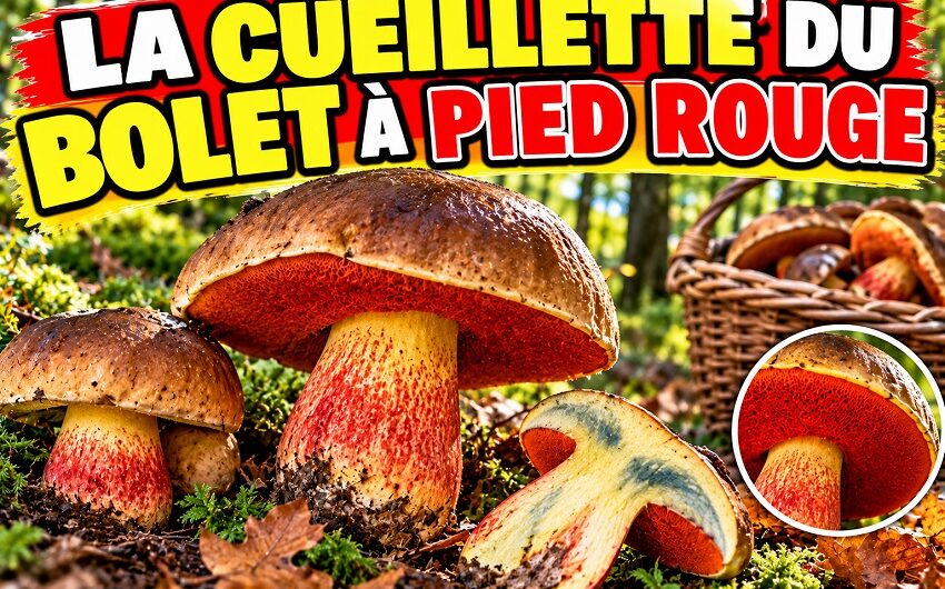 Cueillette du bolet à pied rouge