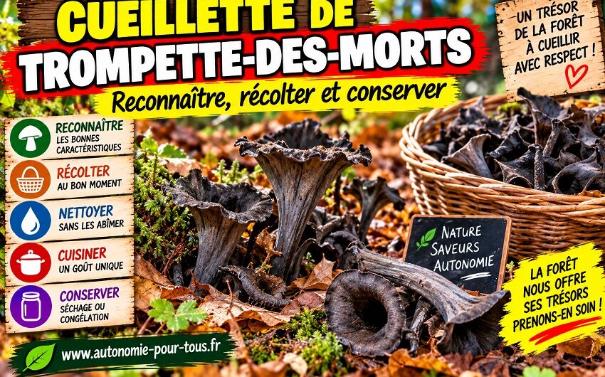 Cueillette de trompette des morts