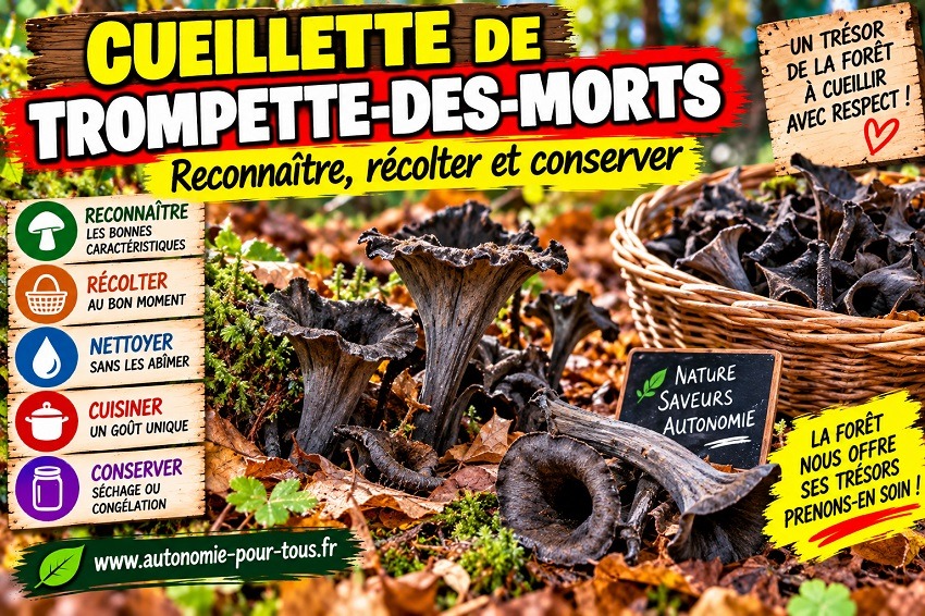 Cueillette de trompette des morts